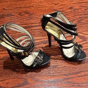 Michael Kors Black and Gold Strappy Heels